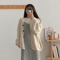 에이와비 여성용 도톰 헤어 박스 가디건