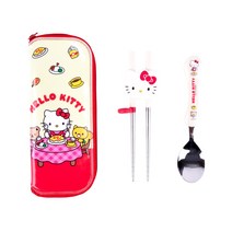 릴팡 헬로키티 베이커 교정용 젓가락 스푼 케이스 세트 HK7041, 혼합색상, 스푼 + 젓가락 + 케이스, 1세트