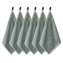 소프트터치 모달 고리수건 과일자수, 올리브 아보카도, 6개