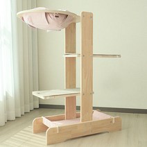 캣츠빌 고무나무 UV코팅 원목 아쭈 캣타워 H A타입, 핑크(천해먹 상단), 베이비핑크(하단), 브라운(카페트), 1개