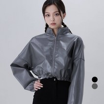 어썸어라운드 여성용 하이넥 레더 자켓