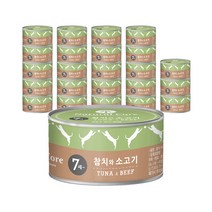 네츄럴코어 고양이 7세 간식 캔 95g, 24개, 참치와 소고기
