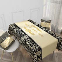 MEO 북유럽 스타일 방수 코튼 식탁보, 골드 무늬 패턴, 140 x 180 cm