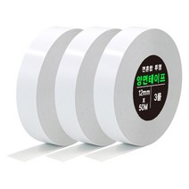 면 혼합 유성 고장력 투명 양면 테이프 12mm x 50m, 불투명, 3개