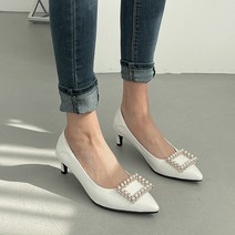 벨레페 오널 포인티드 진주큐빅 스틸레토 미들힐 5cm
