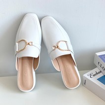 슈카르페 여성용 발편한 라텍스 D버클 블로퍼 뮬