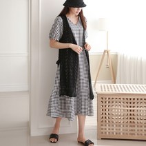 럽스 루비끈VEST 레이스스타일 오픈 리본 니트 롱조끼