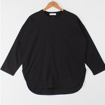 빼빼 여성용 루즈핏 라운드넥 옆트임 긴팔 티셔츠