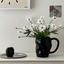 메인홈 세라믹 어글리 손잡이 꽃병, 블랙, 1개
