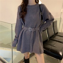 DM 골지 니트 스트랩 미니 원피스