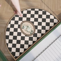 위더홈 플라워 컨셉 하프 문 매트 90 x 60 cm, 블랙