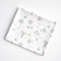 코튼빌 디즈니 아기코끼리 오가닉 유기농 순면 30수 부드러운 원단, 덤보 그린데이, 1개