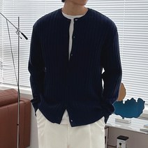 단군 남성용 베이직 골지 라운드 니트 가디건 DS_C009