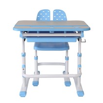 루나랩 어린이 높이 각도 조절 책상   의자 세트, 블루