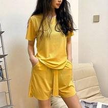 구디프 여성용 심플리 냉장고 지지미 반팔 반바지 세트
