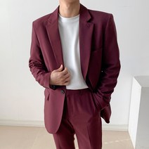 빌락트 남성용 사계절 베이직핏 원버튼 정장수트 팬츠 세트