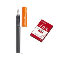 파이롯트 카쿠노 만년필 + 카트리지 5p 세트, F, O(만년필), 레드(카트리지)