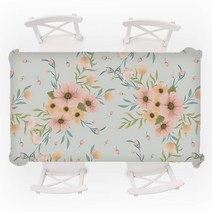 마켓에이 플라워 프린팅 린넨 식탁보, TYPE3, 140 x 140 cm