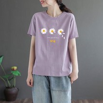 유토밸런 여성용 국화 반팔 티셔츠
