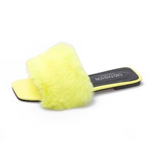 더플로우 여성용 직사각 털 슬리퍼