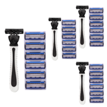 페이스바디 일회용 6중날 면도기 + 여분날 6p 세트 화이트 + 블랙, 4세트