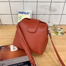 지니얼 여성용 에스프레소 스퀘어백 프레임 가죽 크로스 숄더백