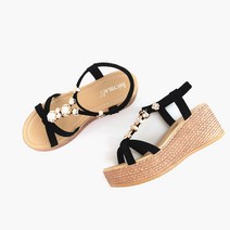 쥬시포올 여성용 큐빅 스트랩 웨지 샌들 7cm RS-401