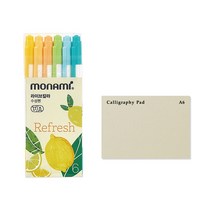 모나미 라이브칼라 6색 리프레쉬 세트 2p + 두성종이 캘리그라피 패드 A6 30p, 혼합색상, 1세트
