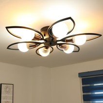 원하 인테리어 거실등 플라워 6등, 블랙