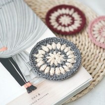 슬로우모먼츠 버블버블 컵받침 뜨개질 DIY 세트, 1세트, 연그레이 + 크림