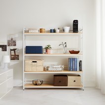 블루밍홈 알로 와이드 랙 4단 124 x 28 x 130 cm, 화이트