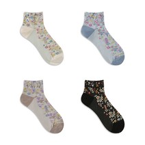 GGRN 여성용 캐주얼 패턴 스니커즈 패션 발목 양말 컬렉션 4종 세트