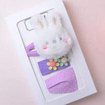 메르시밴드 여아용 봉봉 흰토끼 하프 헤어핀 3종 선물세트