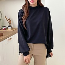 에베쏘 여성용 샤링 소매 기모 반폴라 티 4158