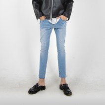 더간지 남성용 슬림핏 데미지 워싱 청바지