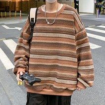 남성용 블랙101 리에베리 캐쥬얼 스트라이프 오버핏 맨투맨 FC-2319182