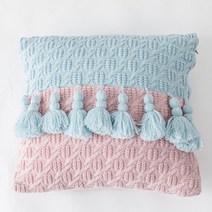 JCP 보헤미안 투톤 테슬 쿠션 커버