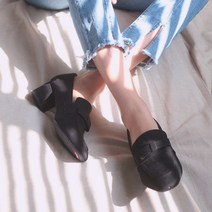 르본디 여성용 수제 페니 스웨이드 미들 로퍼 5cm