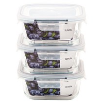 수퍼오븐글라스 내열유리 정사각 밀폐용기 퍼플 530ml, 3개, 밀폐용기 3p