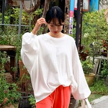 박시 무지 맨투맨 티셔츠 7651