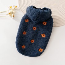 파스텔펫 반려동물 자수패턴 뽀글이 후드자켓, 네이비