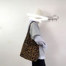 레오파드 코듀로이 에코백 A