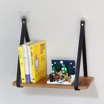 클라우디아 다미아 가죽끈 벽걸이 멀바우 선반, B형