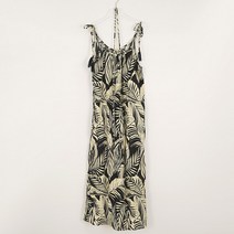 오키 여성 트로피칼 린넨 태슬 끈 원피스