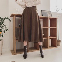 시크블랙 심마런 뒷밴딩 플레어 롱 스커트 SK4082K19