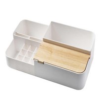 화이트 우드 리모컨 다용도 소품 수납 정리함 멀티형, 1개