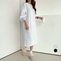 쿨쿠 여성용 기모 트임 퍼프 맨투맨 원피스