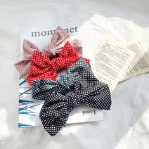 핸드앤밴드 도트 왕리본 머리핀 4종 세트