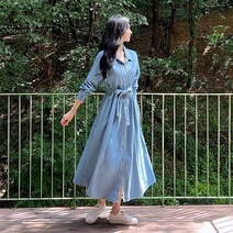 여성용 클래식 데님 셔츠 원피스 38596