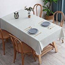 마켓A 모던 PVC 테이블매트, 체크 라이트그린, 140 x 140 cm